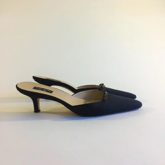 Kate Spade Black Textile Medium Heels Mules Sz6.5 - Picture 2 of 8